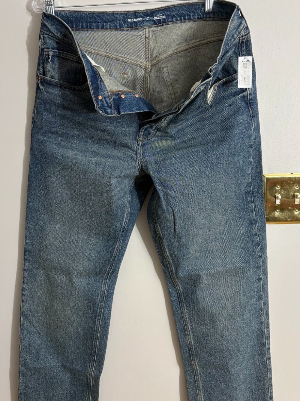 Old Navy Slouchy Straight Leg Jeans Size 12 Tall Mid Rise Button Fly NWT